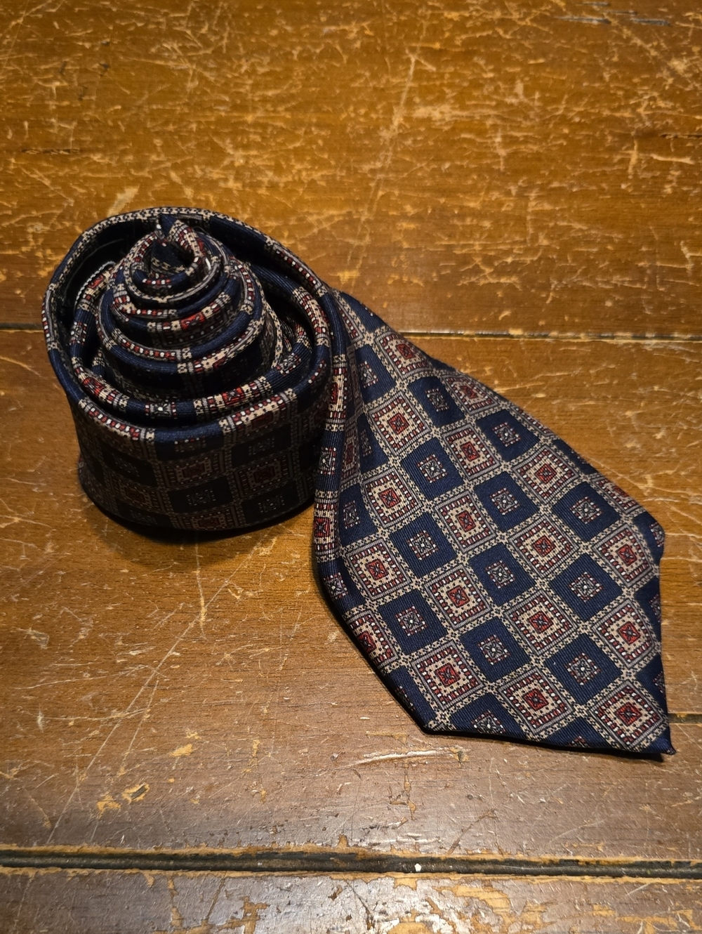 Vintage Ted Lapidus Paris Geometric Silk Tie